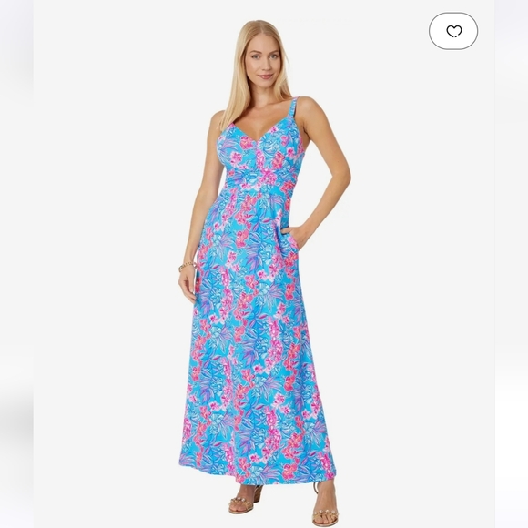 NWT Lilly Pulitzer Blake Maxi Cumulus Blue Orchid Oasis Dress Size 10 - Picture 1 of 7